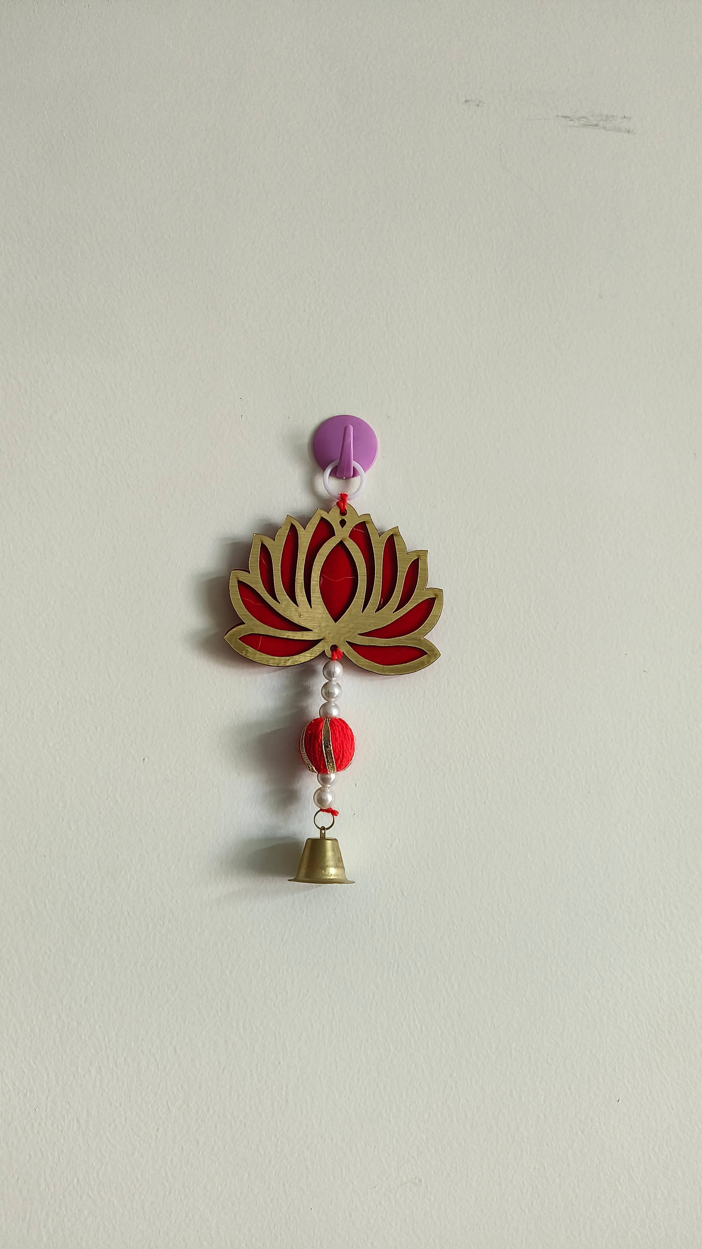 Mdf Lotus with Metal bell Hanging