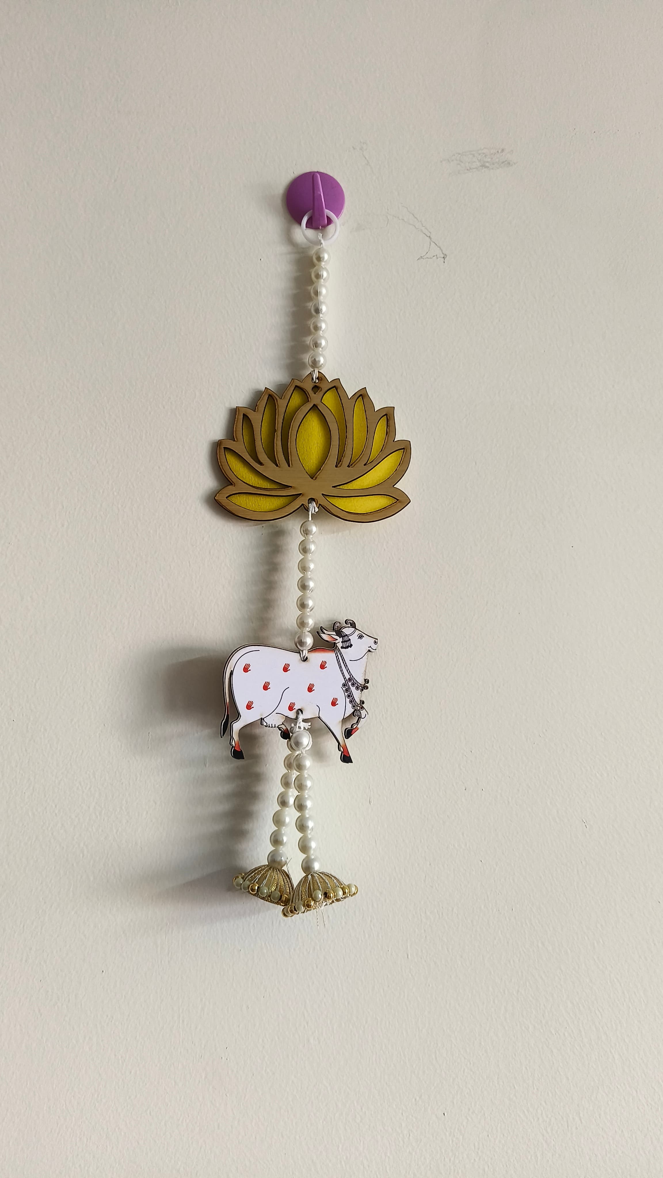 Handmade Lotus with Cow Hanging