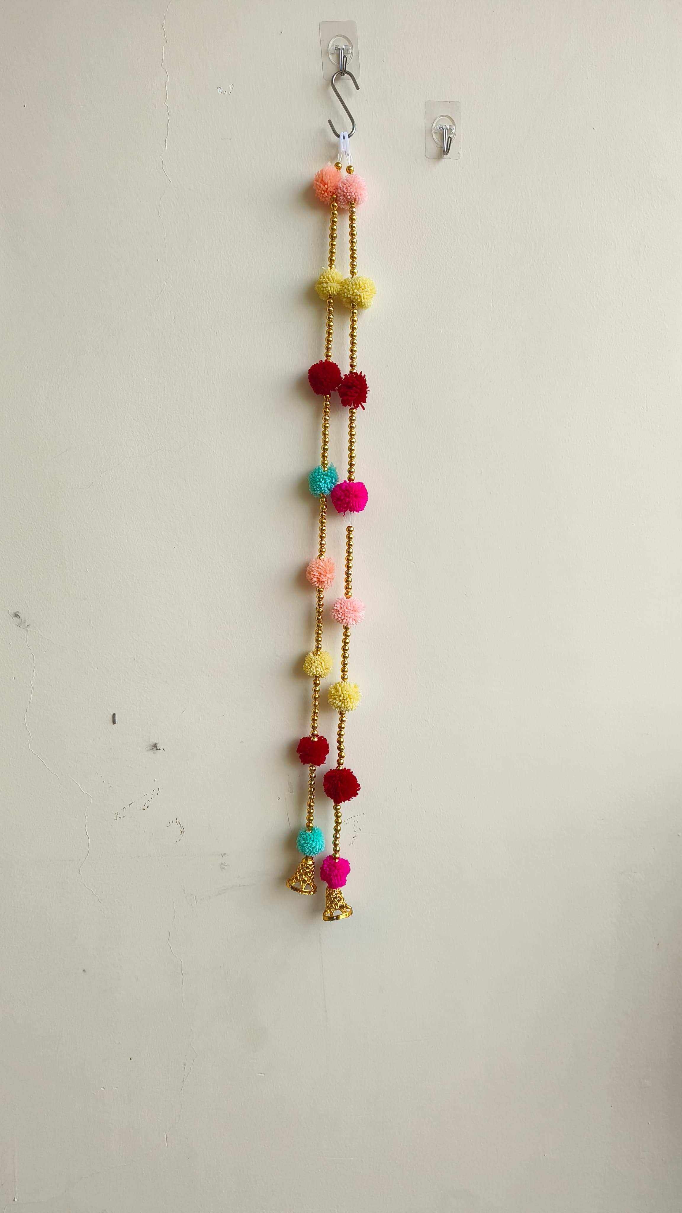 Handmade Pom Pom Door Hanging with Bells